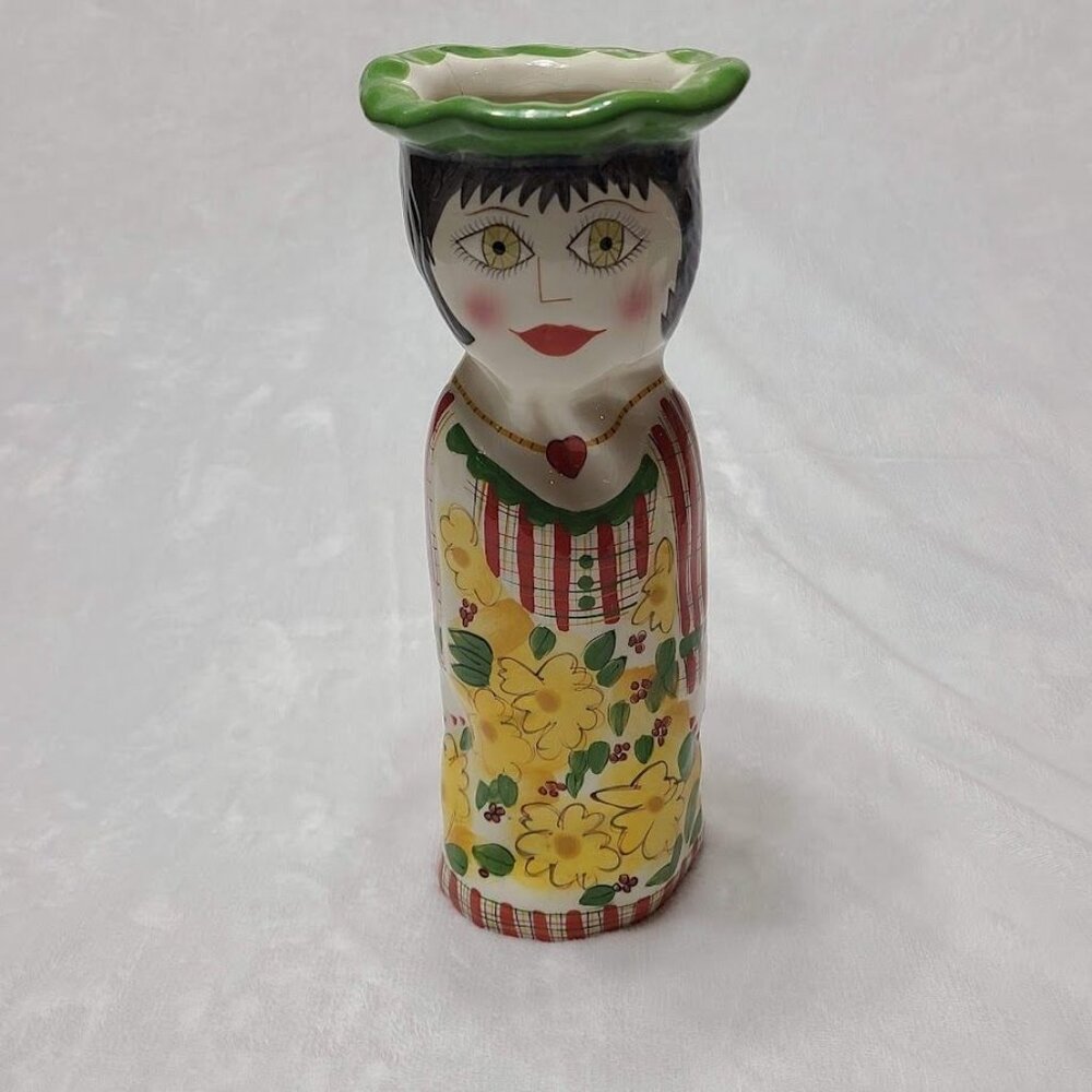 Vintage 1980s Bella Casa Daisy Susan Paley By Ganz hand Painted Ceramic Vase 11" - Picture 12 of 12